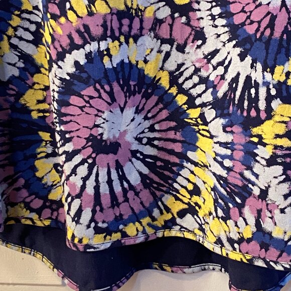 Lands'End Sz L 14/16 Women Knit Top Tunic Long Sleeve Multi Tie Dye Made in Peru - Picture 5 of 11